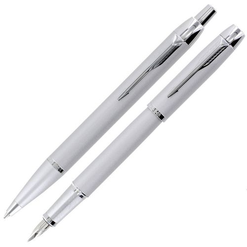 Parker IM Silver CT Fountain Pen &amp; Ball Point Pen Set