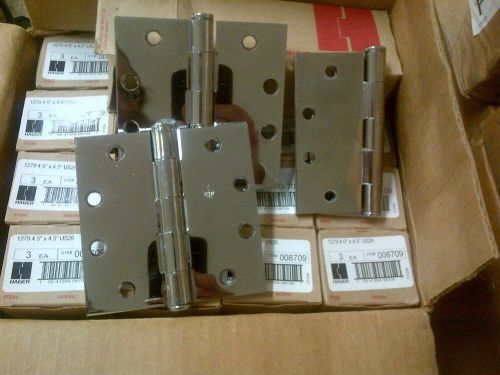 48 Hinges - Hager - 1279 4.5 x 4.5 inch - Polish Chrome - US26 NIB