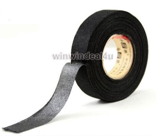 Black linen adhesive fabric cloth wiring loom harness insulating tape (19mmx15m) for sale