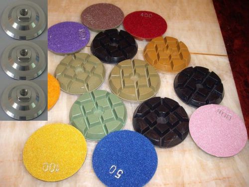 21 PCS 4&#034; Diamond Floor Polishing Pad 3 Aluminum Back Concrete Terrazzo Granite