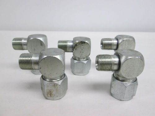 Lot 5 new lenz 90deg 1/2in npt male 3/4in female pipe tube fitting d329086 for sale