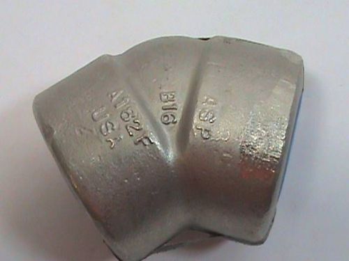 ASP USA A182F B16 1-1/2&#034; 3M Socket Weld 45 Deg. Elbow F304/304L SS Fitting NOS