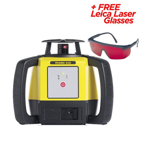 Leica Rugby 610 Construction Laser w/Rod Eye 140 and Li-Ion Battery Pack