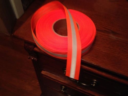 3m scotchlite 9920, 2 yds reflective tape 1.5&#034; sew-on red/orange fabric trim rsl for sale