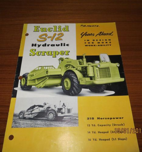 VTG. EUCLID S-12 HYDRAULIC SCRAPER  SALES BROCHURE