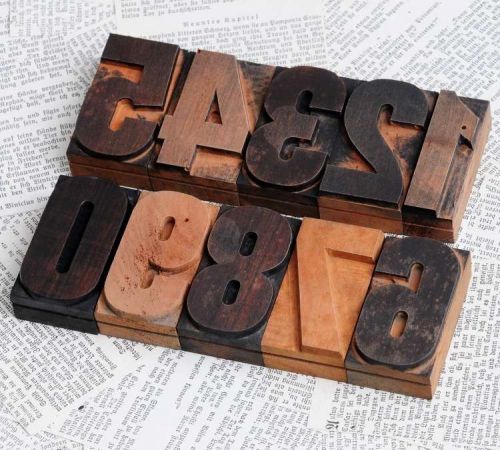 0-9 numbers letterpress wood printing blocks wooden letters printer number old