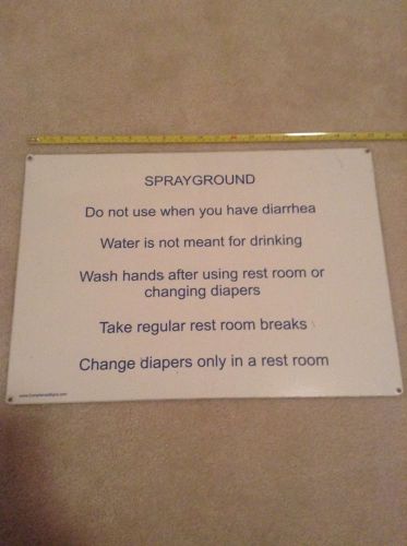 Strange 20&#034; metal sign Sprayground Don&#039;t use...Diarrhea, odd sign for Water