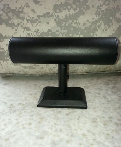 7 1/2&#034; L Black Faux Leather Bracelet Bar Display Rack Fixture Retail Shops Shows