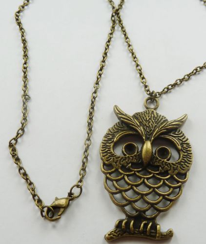 Lots of 10pcs bronze plated owl costume necklaces pendant 655mm for sale