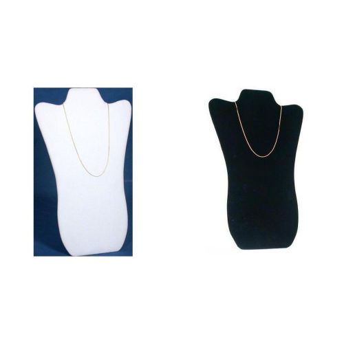 Black &amp; White Velvet Padded Necklace Pendant Bust Showcase Displays Kit 2 Pcs