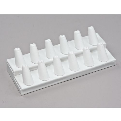 12 fingers display jewelry ring display white leatherette showcase display stand for sale