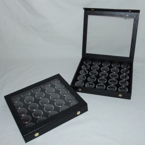 2 Pack Gem Storage Attached Top Cases 25 Jars Black Foam