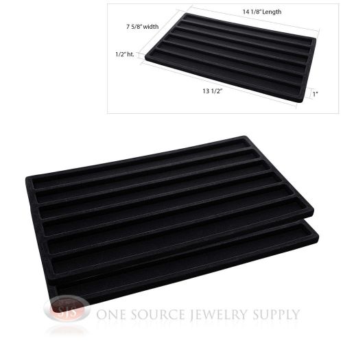 2 Insert Tray Liners Black  W/ 6 Slot Each Drawer Organizer Jewelry Displays