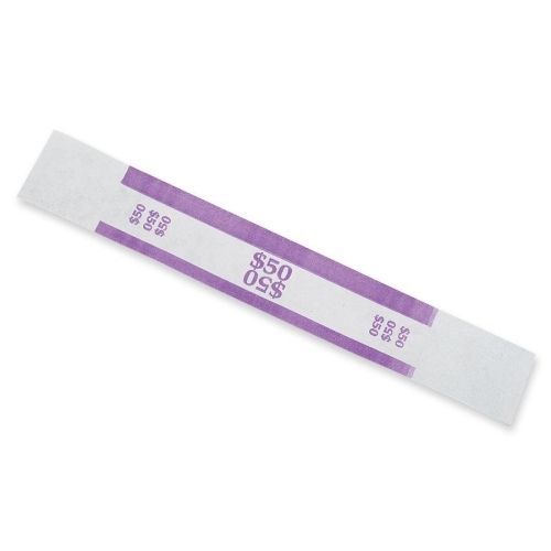 MMF Denomination Ones Currency Strap - 1.25&#034; W - White, Purple - 1000/Box