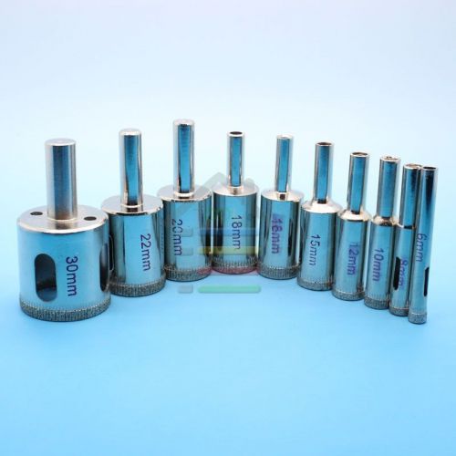 10PCS Diamond Hole Saw 6mm-30mm Tile Ceramic Glass Porcelain Marble Drill Bits