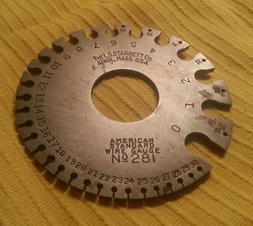 STARRETT 281 American Standard Wire Gage,0-36