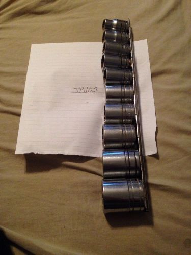 Snap On 10pc Shallow Chrome 1/2&#034; Dr 12pt Socket Set