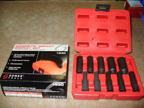 NEW deep well impact socket set. Magnetic. 10 piece. 1/4&#034; drive. Sunex # 1830