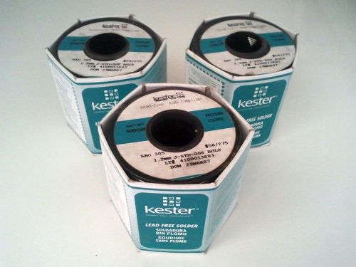 3 Kester Solder Wire Lead Free Tin 1.2mm J-STD-006 ROLO ROSIN CORE RoHS 500g New