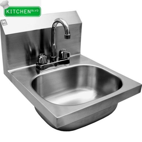 Wall Mount Hand Sink 14&#034;x16&#034; Deck Mount Faucet &amp; Strainer ETL *NO LEAD*