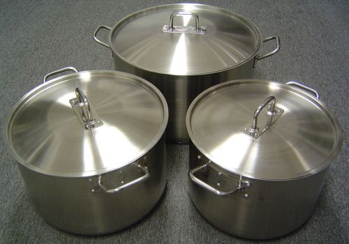 Maxcook High-Duty Large 18/10 Stainless Steel Stock Pots Set 30/40/62qt Quart