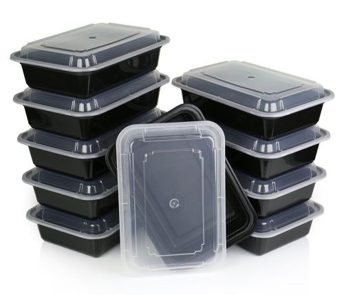 All4u rectangular microwavable container with lid, 28 oz, black 12 pack for sale