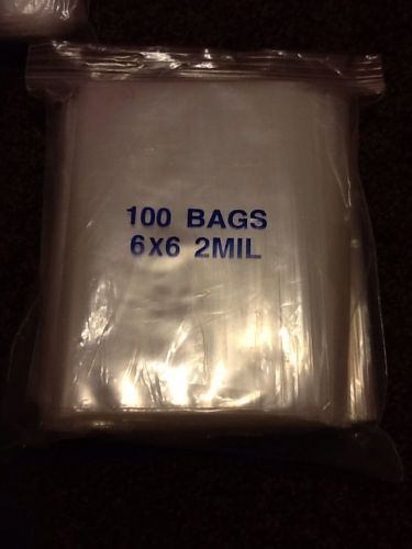 100 ziplock reclosable 6x6 clear bags - 2 mil thick