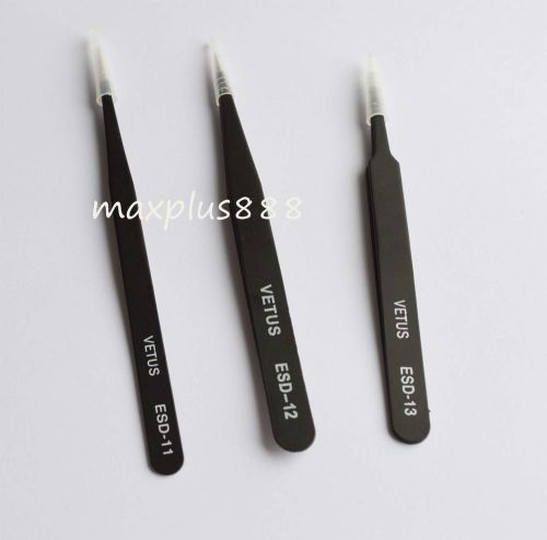 ESD-11+ESD-12+ESD-13 Tweezers VETUS selected professional Tools HRC40° New