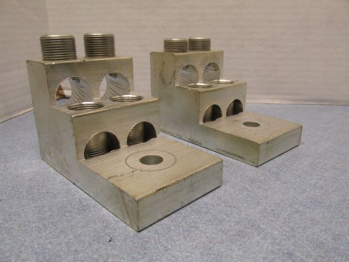 LOT OF 2 ALUMINUM GROUND BLOCK GROUND LUG ILSCO D3126 750 MGM-3/0