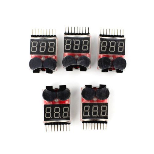 5Pcs 1-8S Indicator RC Li-ion Lipo Battery Tester Low Voltage Buzzer Alarm