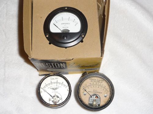 NOS Weston 20$ Ammeter, Used Jewel Volt meter, Decibels meter