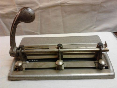 Vtg mid-century  heavy duty 3 hole paper punch adjustable master products for sale