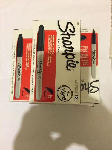 5 (dozen) Sharpie Permanent Marker - Fine Point - Black - 12 Ct.