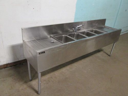 &#034;perlick&#034; h.d. commercial s.s. 4 compartment under counter bar sink w/faucet for sale