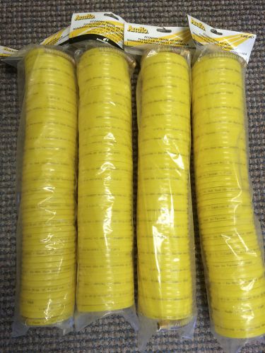 (4) NEW AMFLO NYLON RECOIL AIR HOSE 200 PSI 4-50E-RET 50&#034; x 1/4&#034;