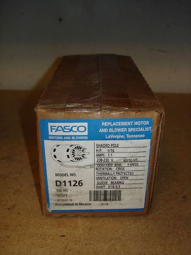 *NIB* Fasco D1126 Fan Motor 1/15HP 1.1Amp 208-230V 1550/1300RPM *NIB*