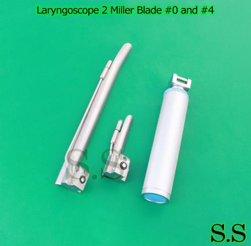 LARYNGOSCOPE MEDIUM HANDLE C + 2 MILLER BLADE #0 and #4 ENT ANESTHESIA SET