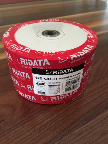 50 Ritek Ridata 52X CD-R 80min 700MB White Inkjet Hub Printable