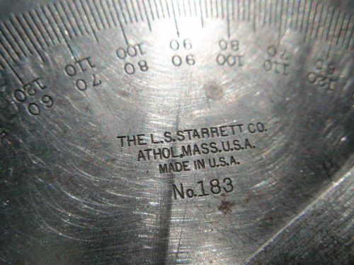 VINTAGE L.S. STARRETT # 183 STEEL PROTRACTOR IN GOOD WORKING CONDITION!