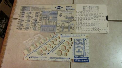 Machinist Lot - Work Shops Nut &amp; Bolt Gauge + Alvin Screw Data Selector