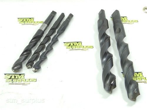 LOT OF 5 HSS 2MT 3MT&amp; 4MT TWIST DRILLS 9/16&#034; TO 1-1/8&#034; THREADWELL BENDIX