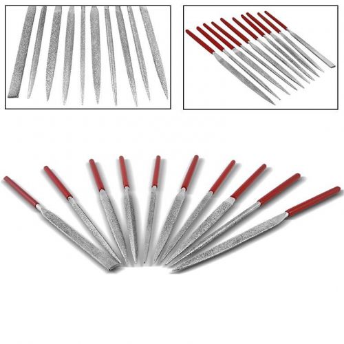 10pc Dental Diamond Mini Needle File Set Metal Glass Stone Chisel Sharp