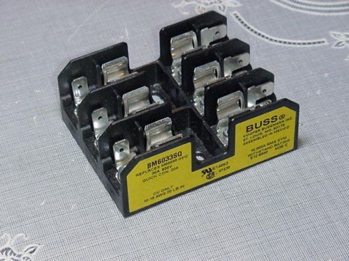 Cooper Bussmann Buss Three (3) Fuse Block Fuseholder Model BM6033SQ 600V 30A NEW