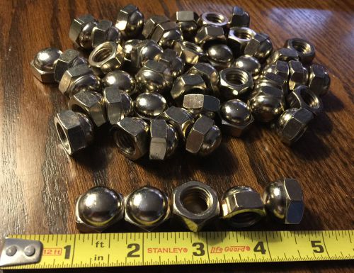 (50) 1/2&#034;-13 ACORN NUT (CAP NUT) NICKEL PLATED, SAFETY NUT, PLAYGROUND