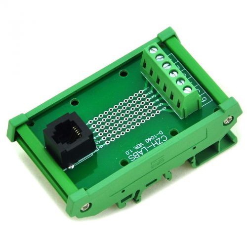 RJ11/RJ12 6P6C DIN Rail Mount Interface Module, Vertical Jack.