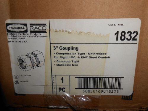 HUBBELL/RACO 1832 3&#034; EMT IMC RIGID COMPRESSION COUPLING