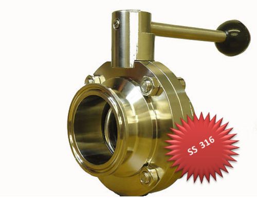 3 &#034; triclamp sanitary butterfly valve  ss 316  with viton gasket. for sale