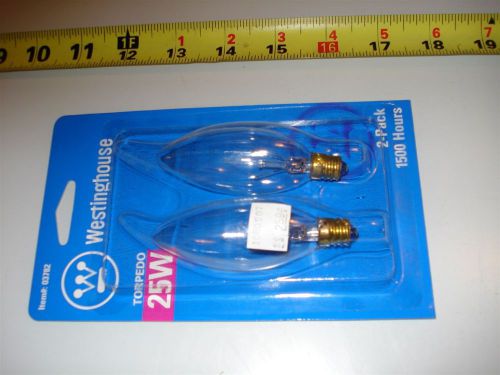 (1376.) Decorative Bulbs 25W Clr Torpedo Can-base 2-pk