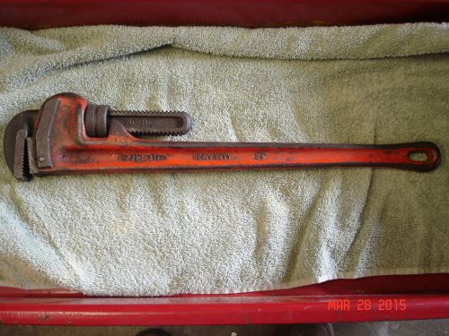 Ridgid 24 inch straight pipe wrench heavy duty, red, hardened steel, m24 for sale