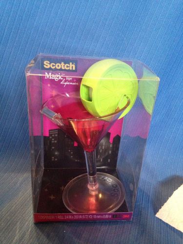 Scotch magic tape dispenser cosmo martini glass with lime refillable nip for sale